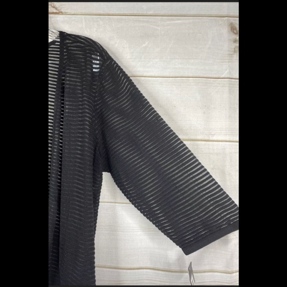 Alfani Plus Burnout Black Open Front Cardigan - Picture 3 of 5